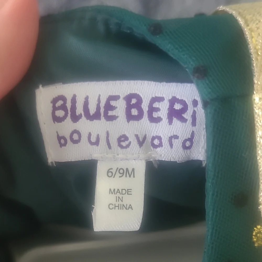 Blueberi Boulevard Green and Gold Formal Dresses (2) For Twin Girls